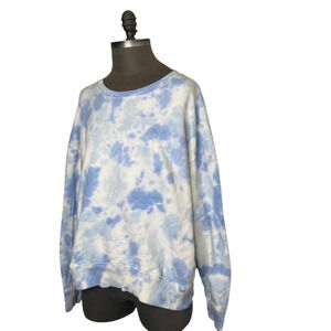 Time & Tru Women's Fashion Tie-Dye Raglan Sweatshirt Blue XXL